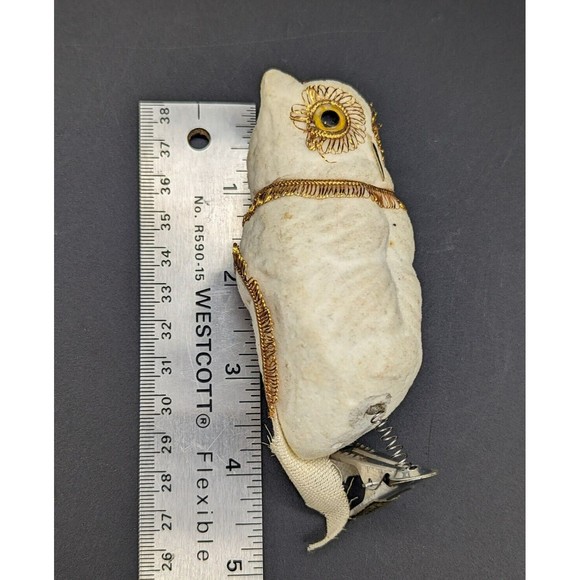 Vintage Wolin Japan Clip On White & Gold Owl/Bird Ornament, Christmas MCM - Picture 6 of 6